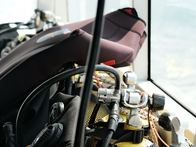 Dive suit and gear on board